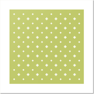 White Flower Pattern (Light Yellow) Posters and Art